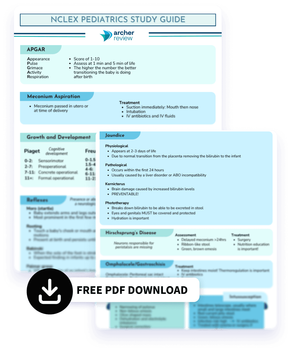 Free NCLEX Pediatrics Cheat Sheet & Pediatric Nursing Study Guide