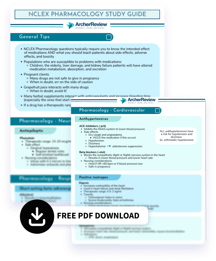 NCLEX® Pharmacology Cheat Sheet: Drug Classifications & Common Meds