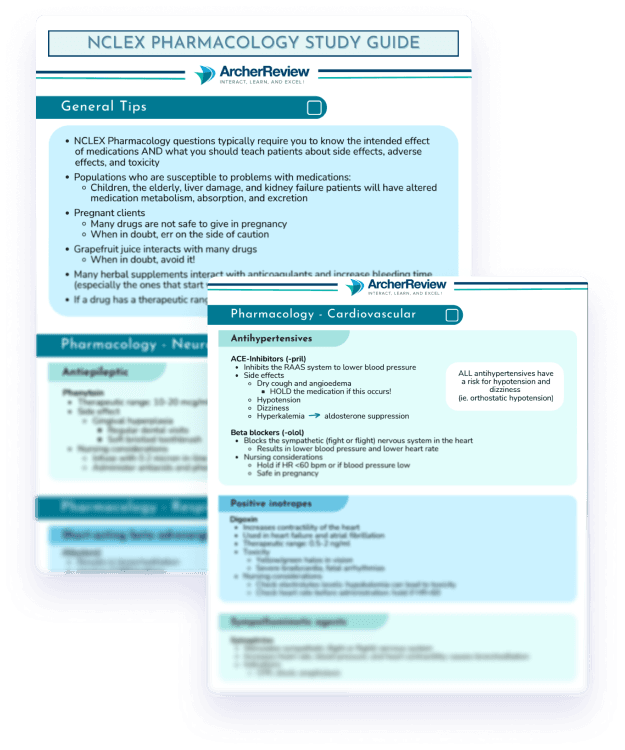 NCLEX Pharmacology Cheat Sheet