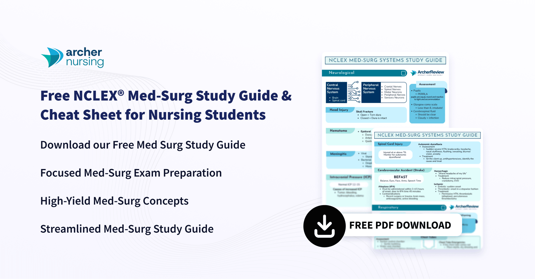 Free NCLEX Med Surg Study Guide & Cheat Sheet | Archer Review Nursing